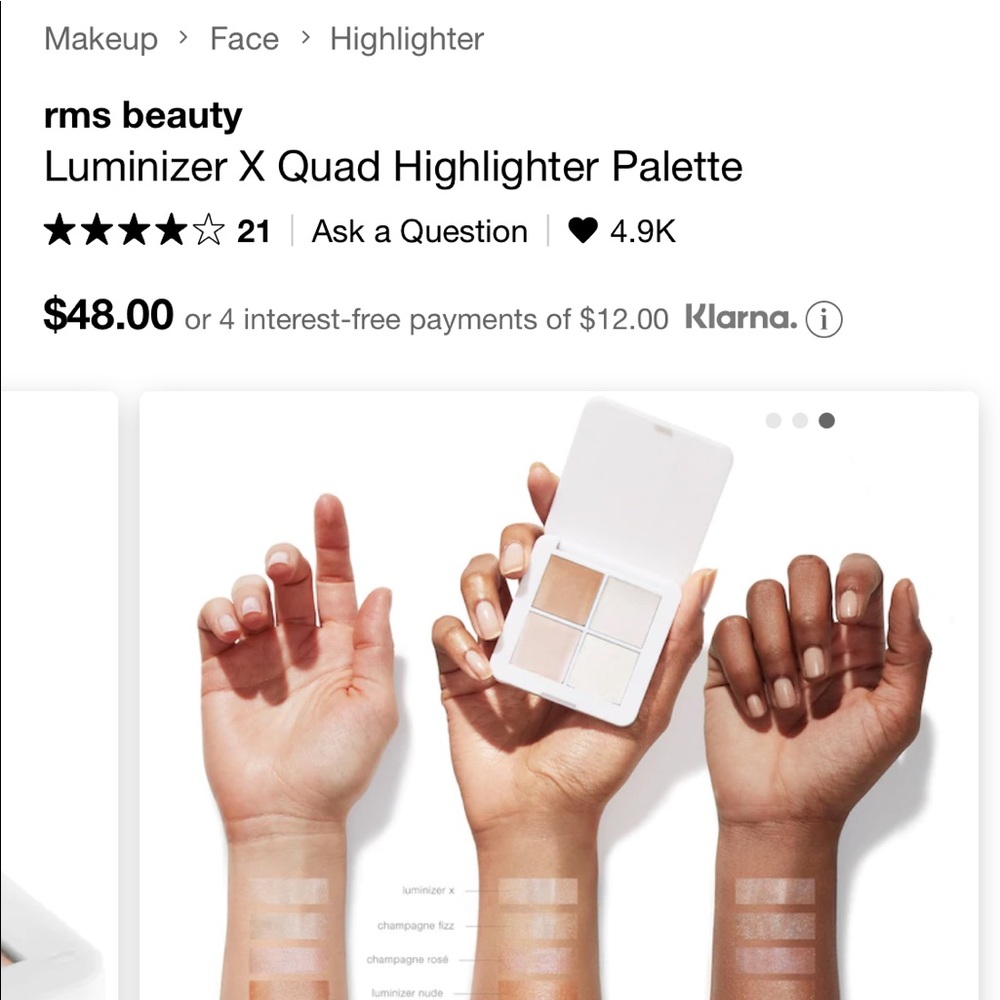 RMS Luminizer X Quad Highlighter Palette